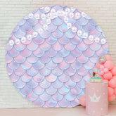 Aperturee - White Pearl Dream Mermaid Round Birthday Backdrop